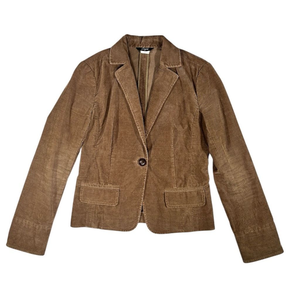 J.CREW Brown Corduroy Blazer Classic Women's Jacket One Button Closure Size 0